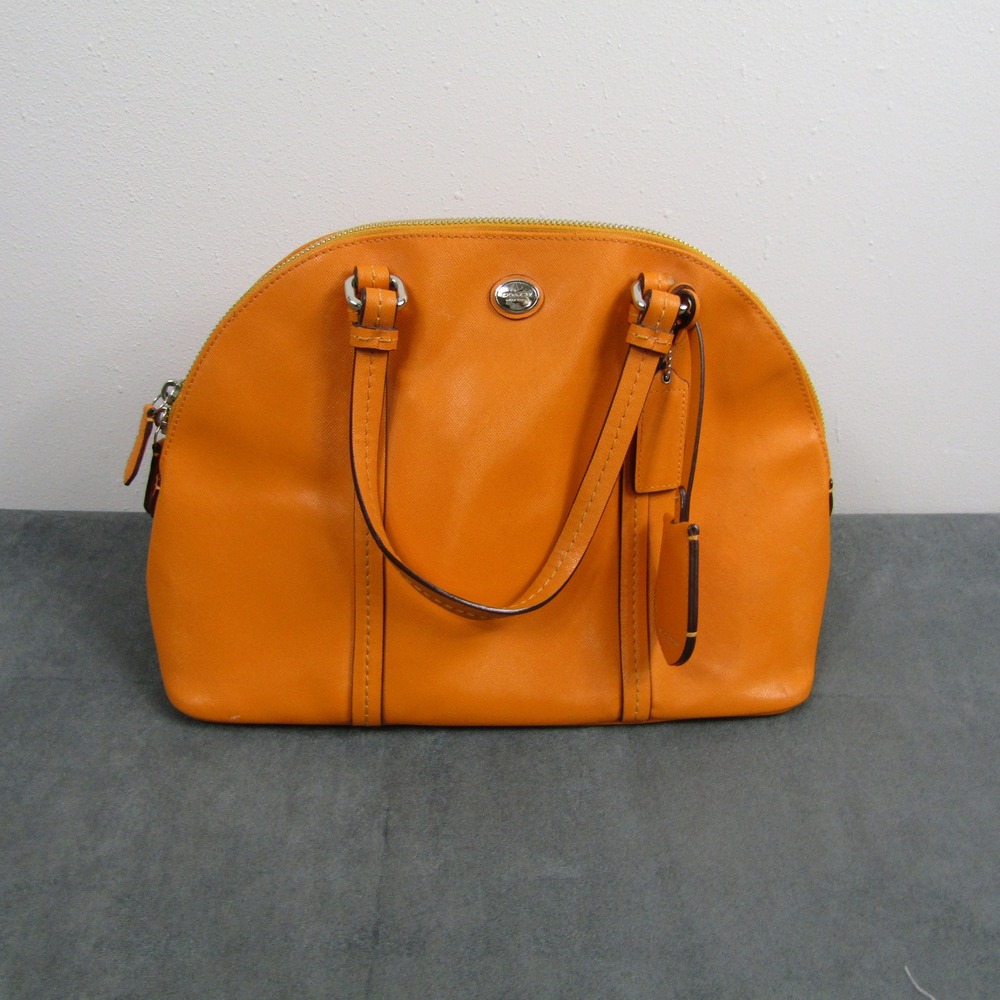 Coach Satchel Women Medium Orange Saffiano Leather Dome Bag F25671